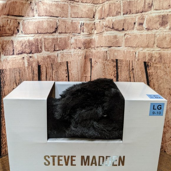 Steve Madden Criss Cross Slippers BLACK Size Large 9-10 NEW in BOX - Picture 2 of 11